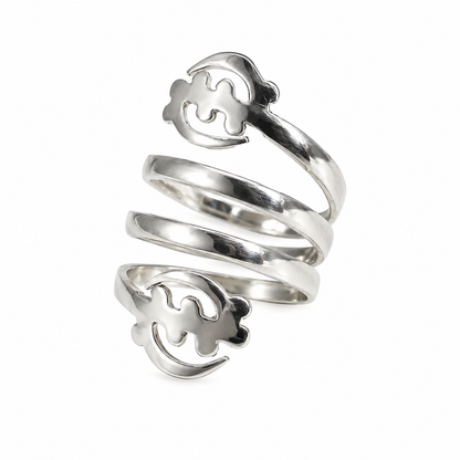 Better Jewelry Solid .925 Sterling Silver Spiral Three Row Gye Nyame Ring