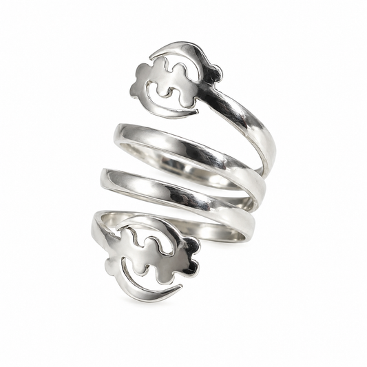 Better Jewelry Solid .925 Sterling Silver Spiral Three Row Gye Nyame Ring