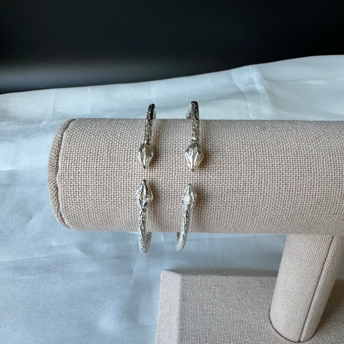 Better Jewelry Cocoa Pods .925 Sterling Silver West Indian Baby Bangles, 1 pair