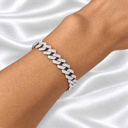 Moissanite Cuban Link Bracelet Solid .925 Sterling Silver
