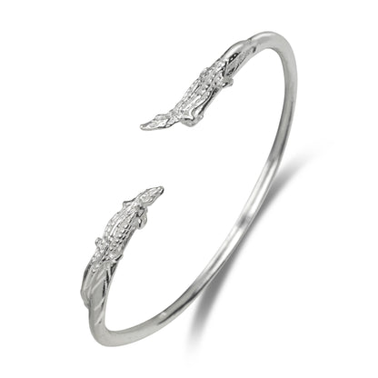 Elegant Alligator 925 Sterling Silver West Indian Bangle, 1 piece