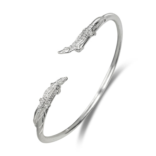 Elegant Alligator 925 Sterling Silver West Indian Bangle, 1 piece