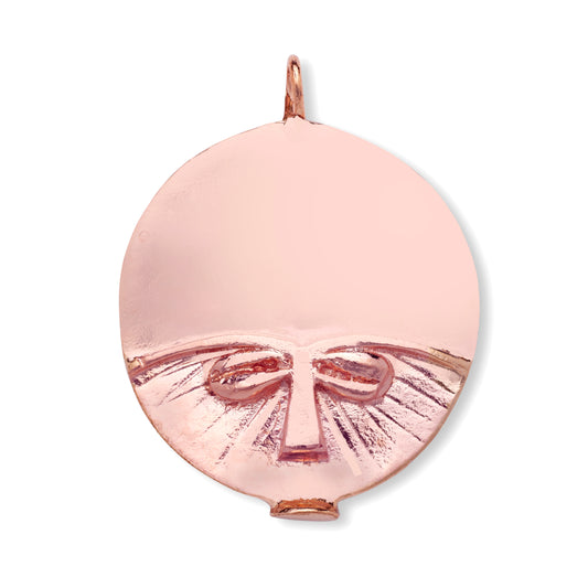 Large Round African Tribal Mask Pure Copper Pendant