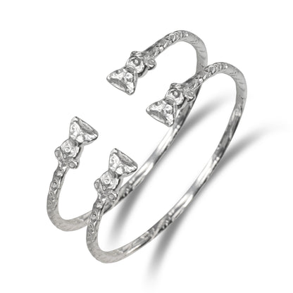 Teddy Bear .925 Sterling Silver West Indian Baby Bangles, 1 pair