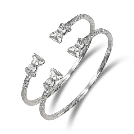 Teddy Bear .925 Sterling Silver West Indian Baby Bangles, 1 pair