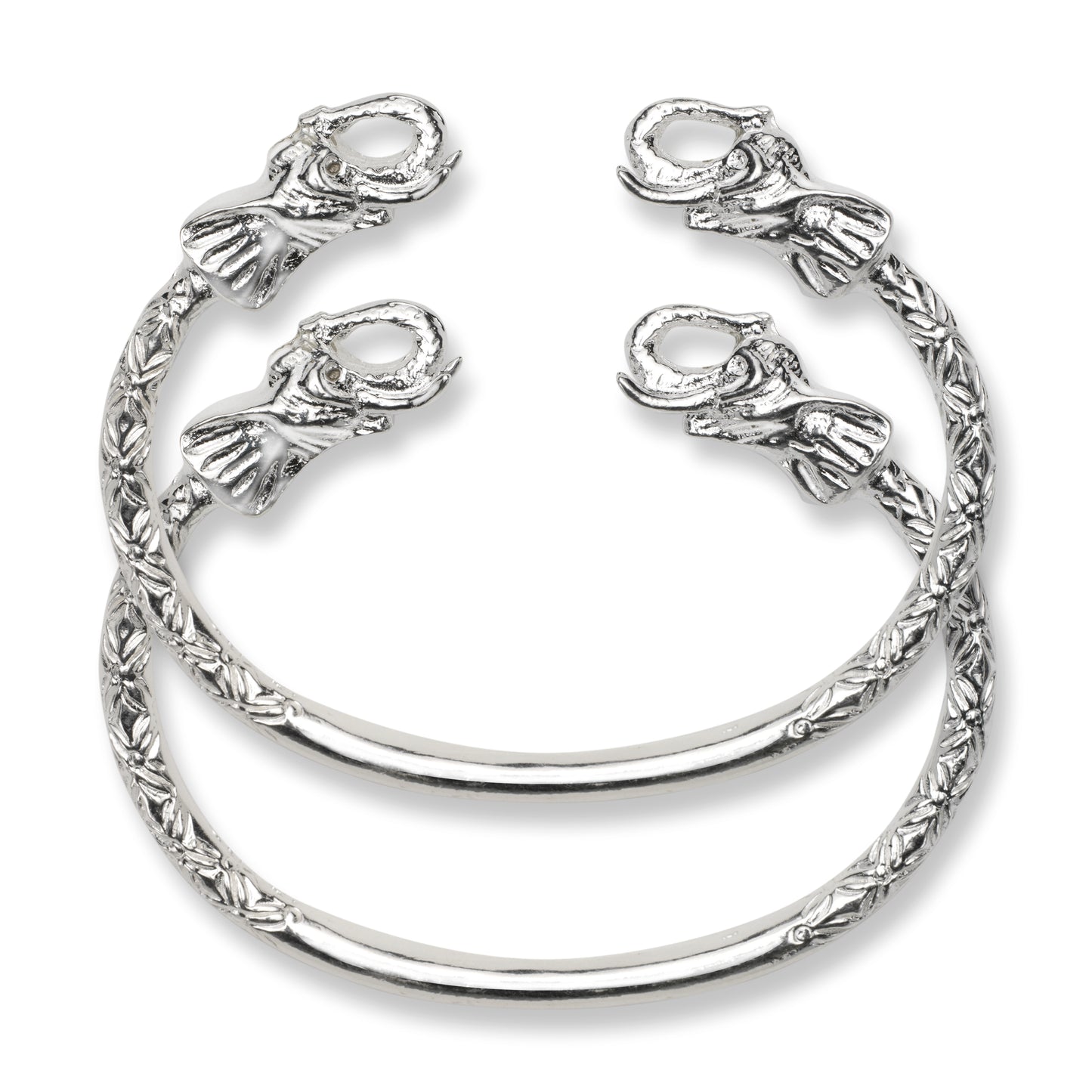 Thick Elephant .925 Sterling Silver West Indian Bangles, 1 pair