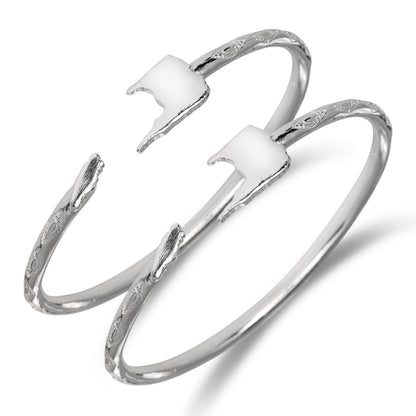 Trinidad and Tobago .925 Sterling Silver West Indian Bangles, 1 pair