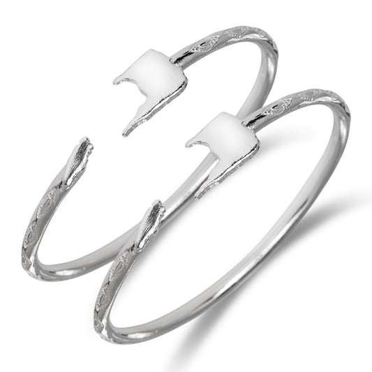 Trinidad and Tobago .925 Sterling Silver West Indian Bangles, 1 pair