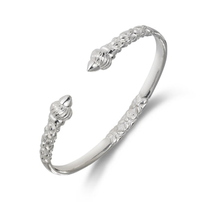 Taj Mahal Ridged Arrow Flat Thick .925 Sterling Silver West Indian Bracelet Bangle, 1 piece