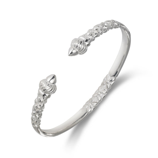 Taj Mahal Ridged Arrow Flat Thick .925 Sterling Silver West Indian Bracelet Bangle, 1 piece