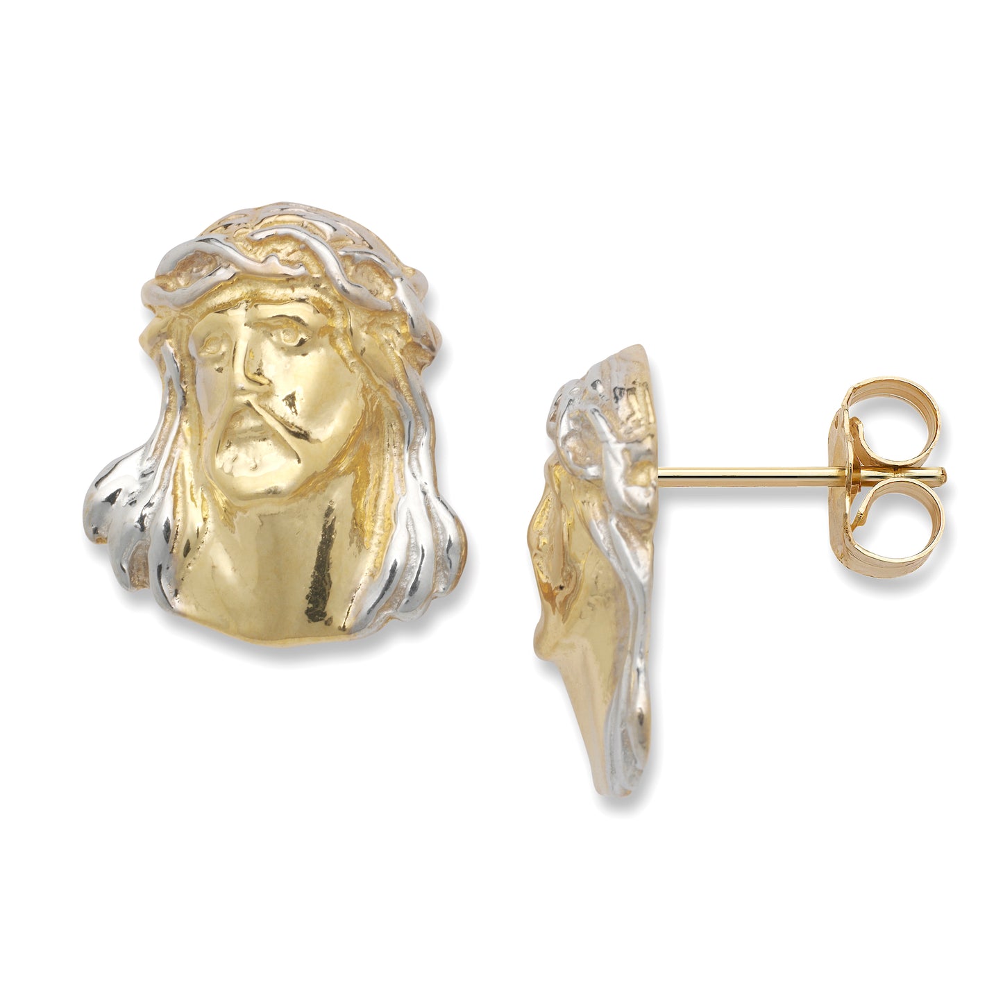 14k Gold Plated 925 Sterling Silver Jesus Earrings
