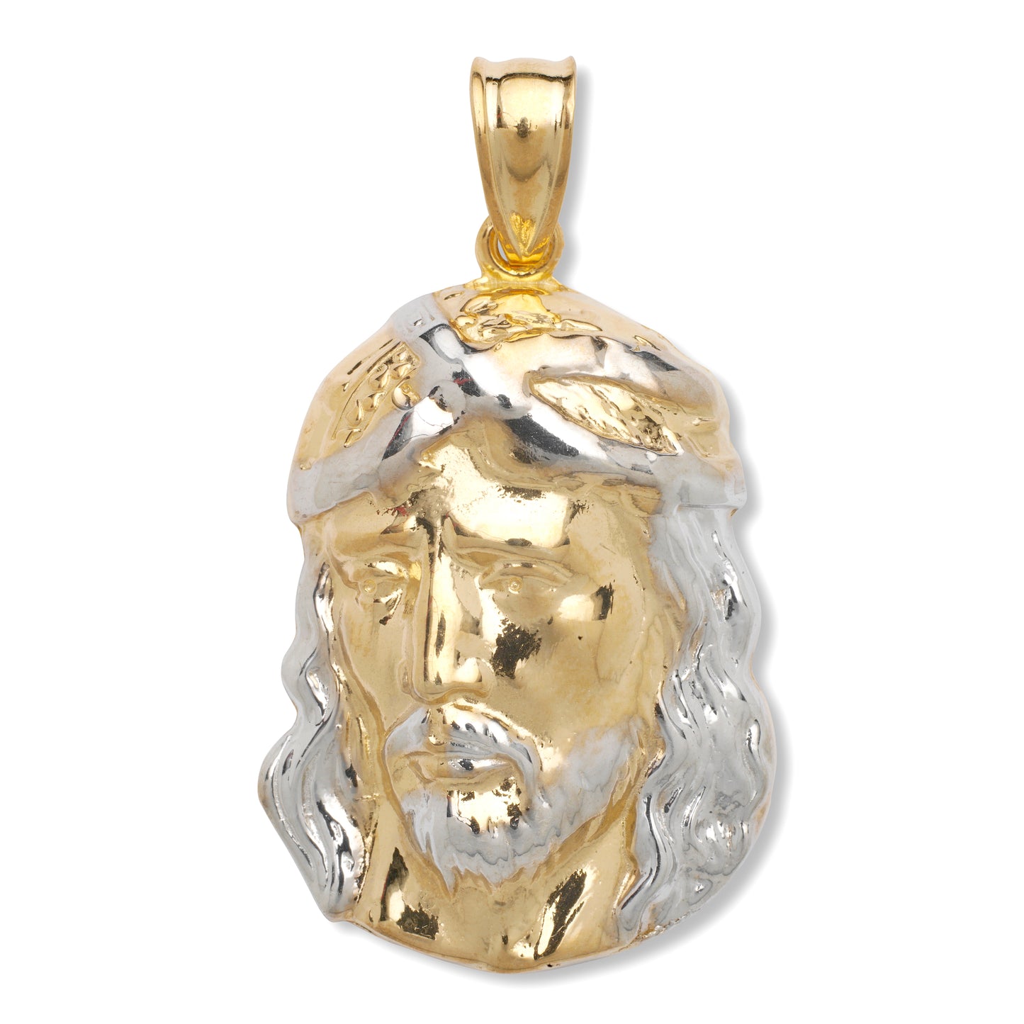 14k Gold Plated Jesus Head 925 Sterling Silver pendant