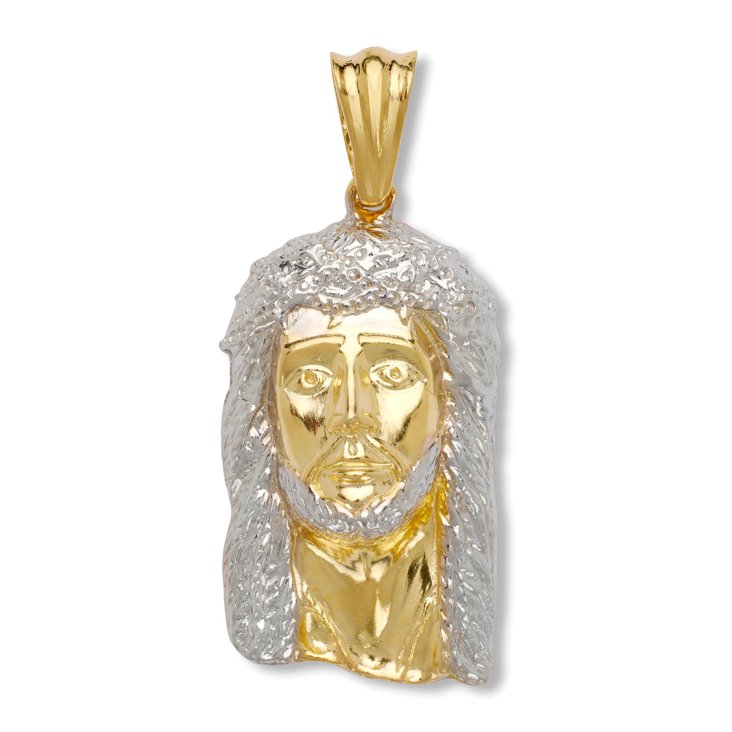14k Gold Plated Jesus Head 925 Sterling Silver pendant