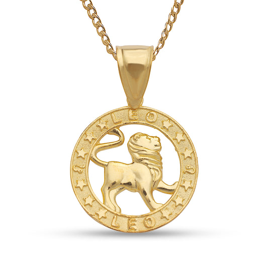 Better Jewelry 10k Yellow Gold Zodiac Sign Necklace w. Cuban Chain (Made in USA)