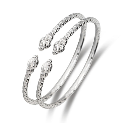 Better Jewelry Twisted Ends w. Soft Point Solid .925 Sterling Silver West Indian BABY Bangles, 1 pair