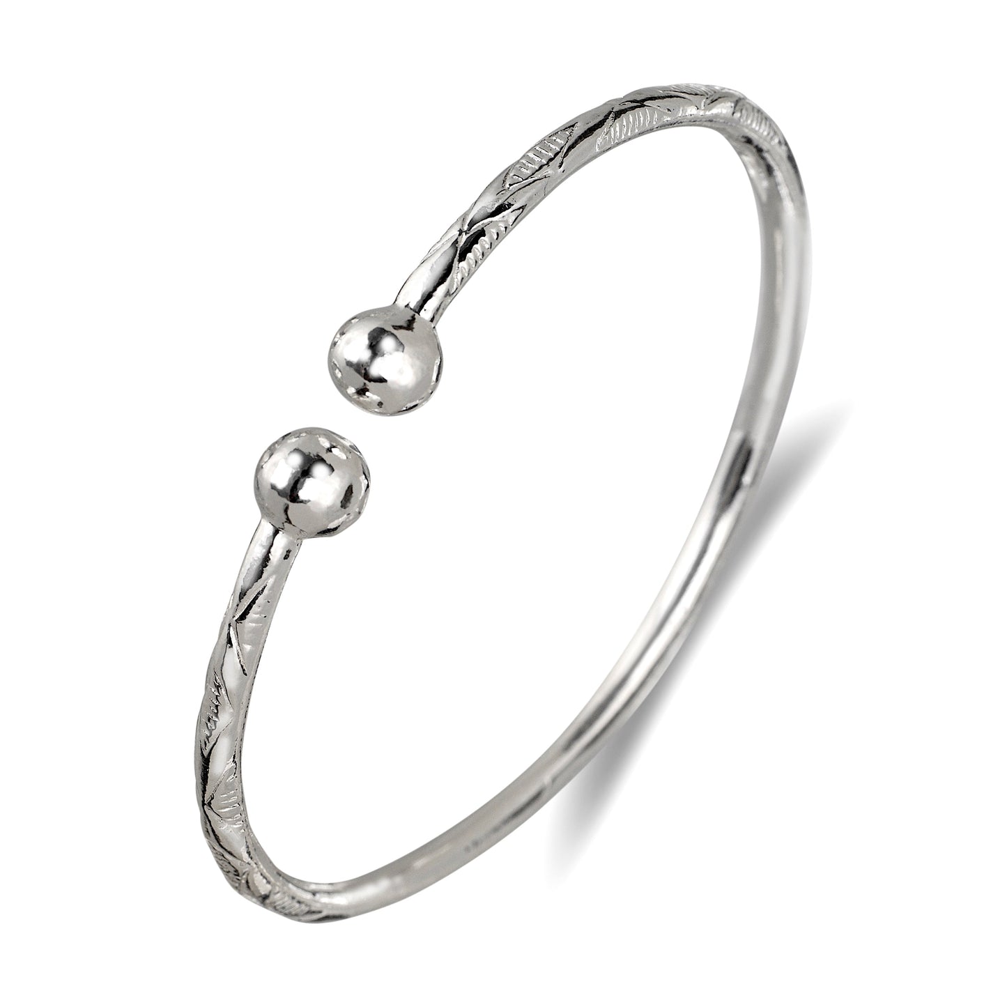 Better Jewelry Elegant Ball .925 Sterling Silver West Indian Bangle, 1 piece