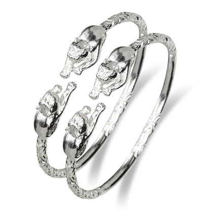 Panther 925 Sterling Silver West Indian Bangles, handmade in the USA, available in sizes from 7" to 10", 58 grams per pair, bold and stylish wristwear