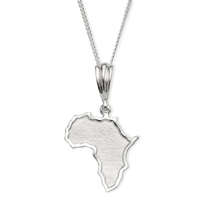 Large African Map .925 Sterling Silver Pendant Necklace