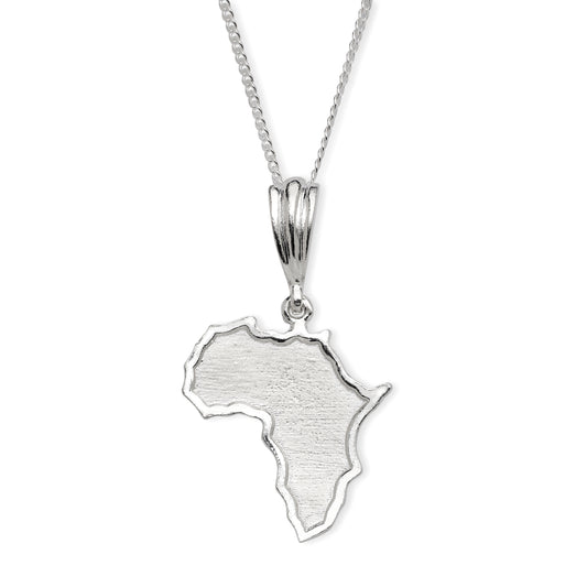 Large African Map .925 Sterling Silver Pendant Necklace