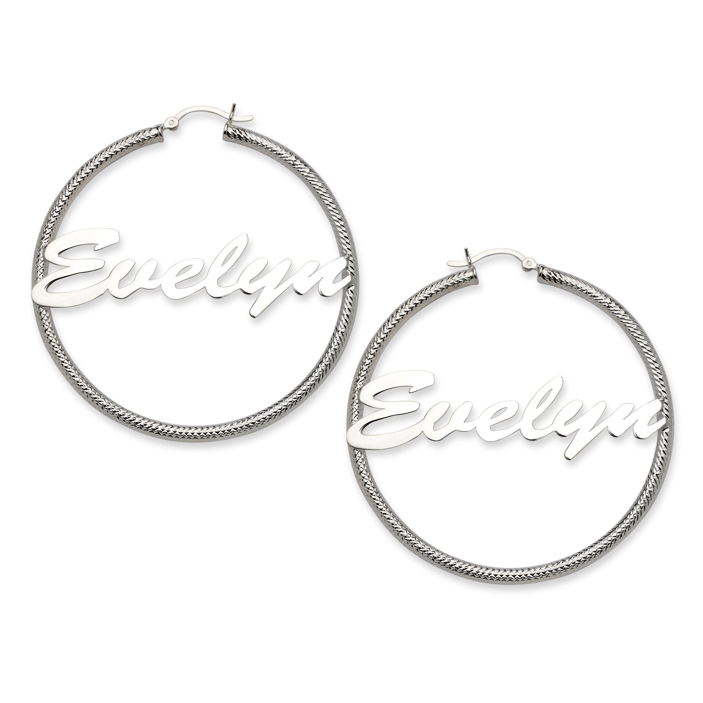 Personalized .925 Sterling Silver Tight Zigzag Circle Hoop Earrings .925 Sterling Silver
