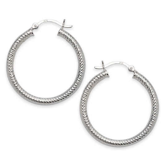 Better Jewelry, .925 Sterling Silver Bamboo Hoops Jumbo 3.5x3.5