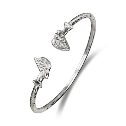 Handmade Egyptian Queen Nefertiti 925 sterling silver West Indian bangle bracelet, African-inspired design, available in 7 to 9.5 inches