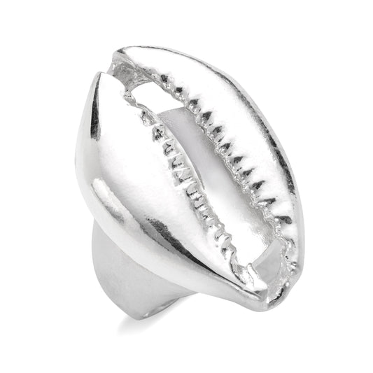 Cowrie Shell Bold Statement Ring .925 Sterling Silver