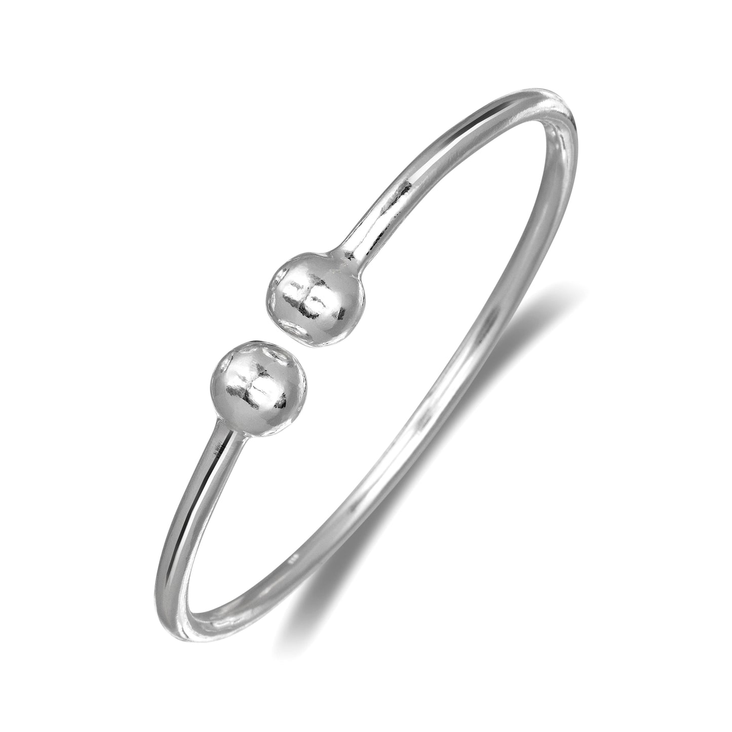 Ball .925 Sterling Silver Plain West Indian Bangle, 1 piece