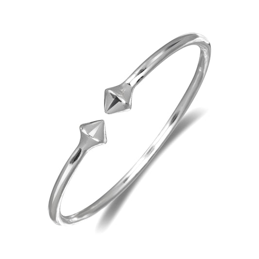 Thick Pyramid .925 Sterling Silver Plain West Indian Bangle, 1 piece
