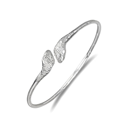 Snake Ends .925 Sterling Silver West Indian Bangle