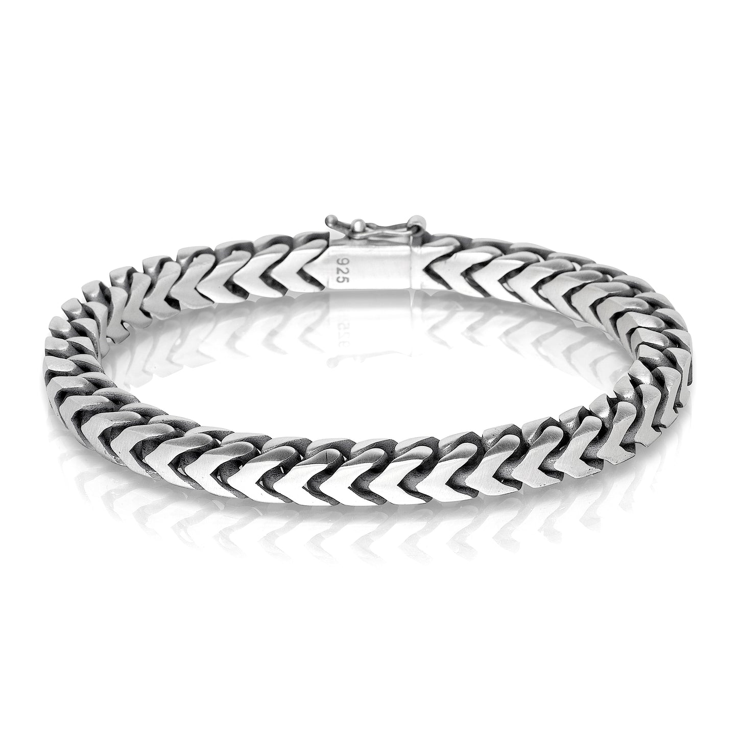 Franco Square Box Link Chain Bracelet, Rhodium Plated .925 Sterling Silver