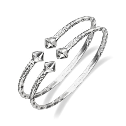 Twisted Cone .925 Sterling Silver West Indian Bangles, 1 pair