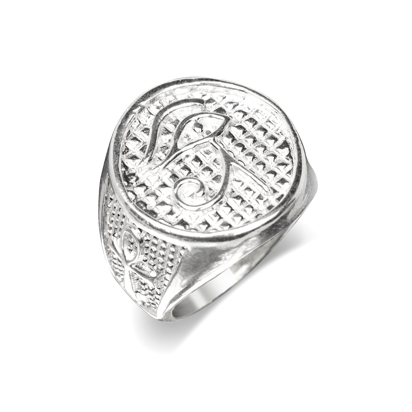 Eye of Ra .925 Sterling Silver Ring, Eye of Horus, Egyptian Ankh Signet ring