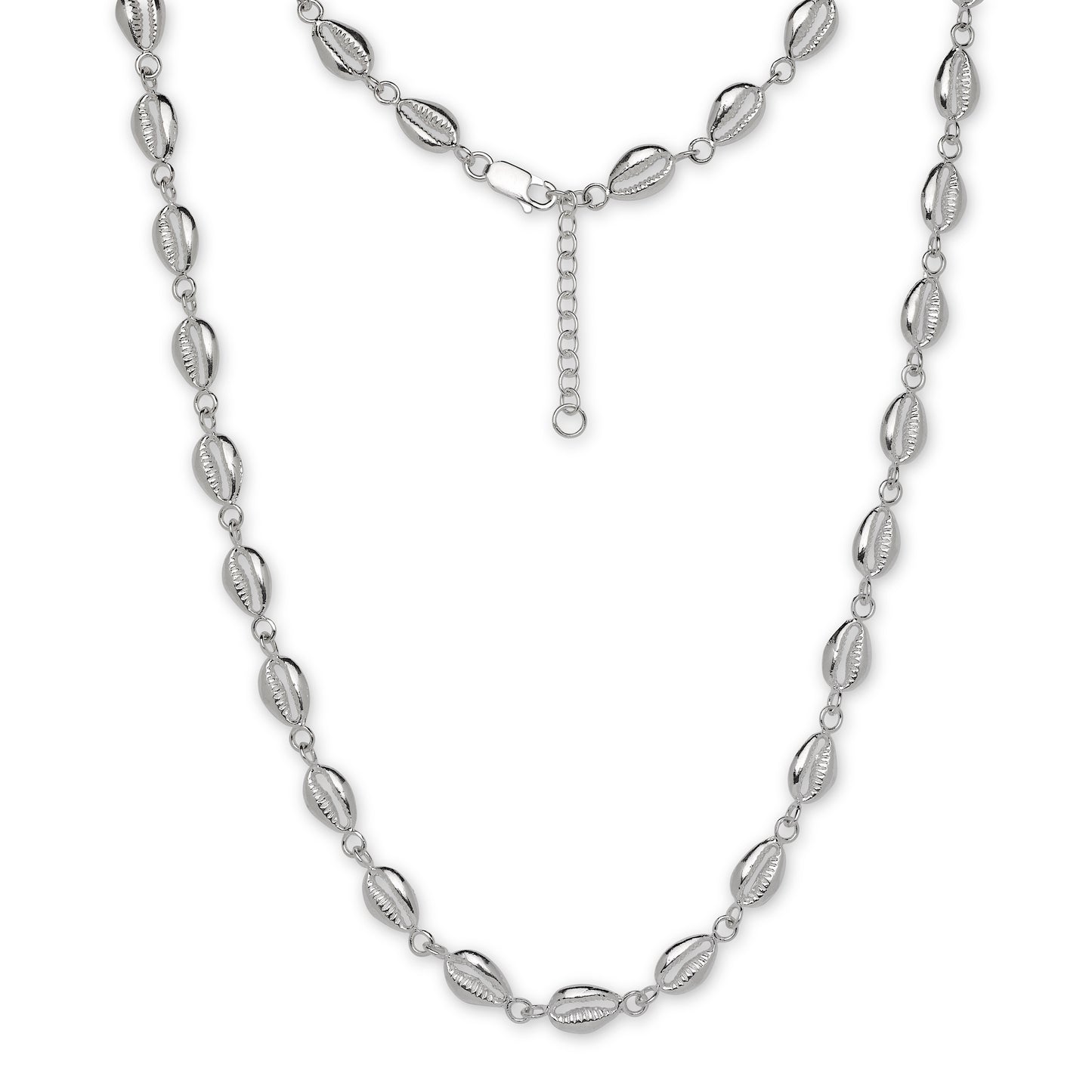 Flat Cowrie Shell .925 Sterling Silver Necklace