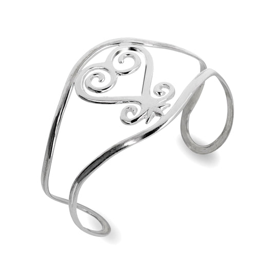 Sankofa Symbol 925 Sterling Silver Cuff Bracelet, Adjustable Bangle