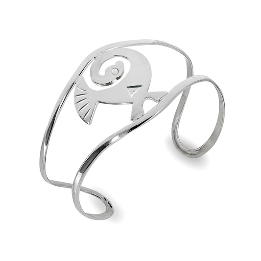 Sankofa Bird 925 Sterling Silver Cuff Bracelet, Adjustable Bangle