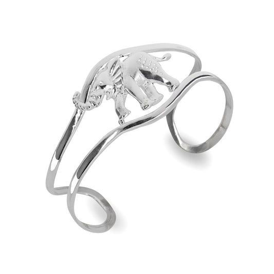 Elephant 925 Sterling Silver Cuff Bracelet, Adjustable Bangle