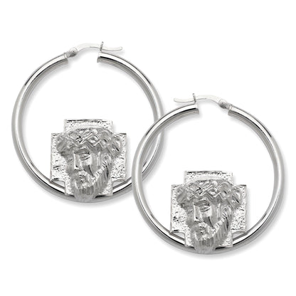 Jesus 925 Sterling Silver Hoops Earrings
