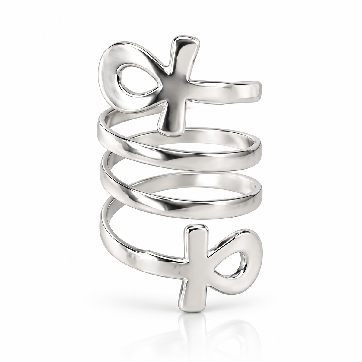 Ankh Spiral Wrap Ring – .925 Sterling Silver