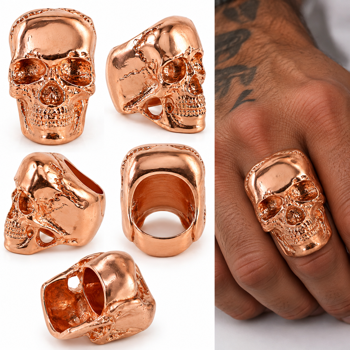 Bold Skull Statement Ring – Solid Copper