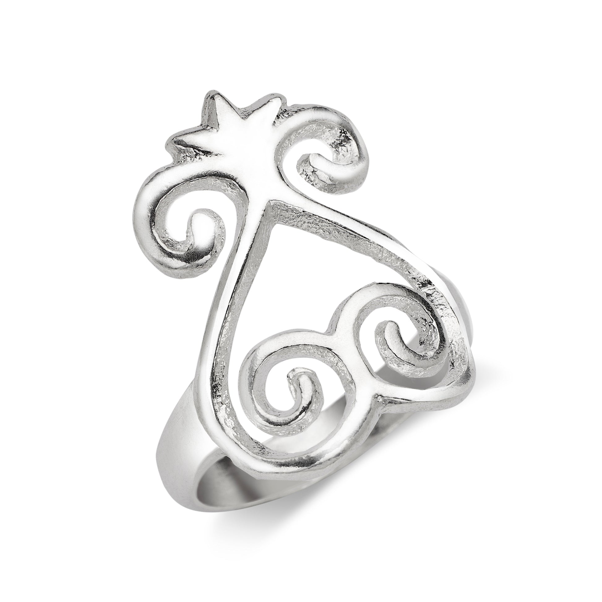 Sankofa .925 Sterling Silver Ring, Andinkra Symbol Jewelry