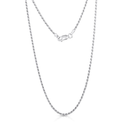 Better Jewelry 1.6mm Rope Diamond cut Chain Necklace .925 Sterling Silver