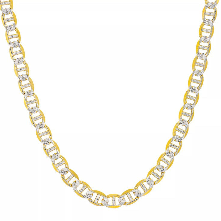 Gold and diamond chain necklace on a white background