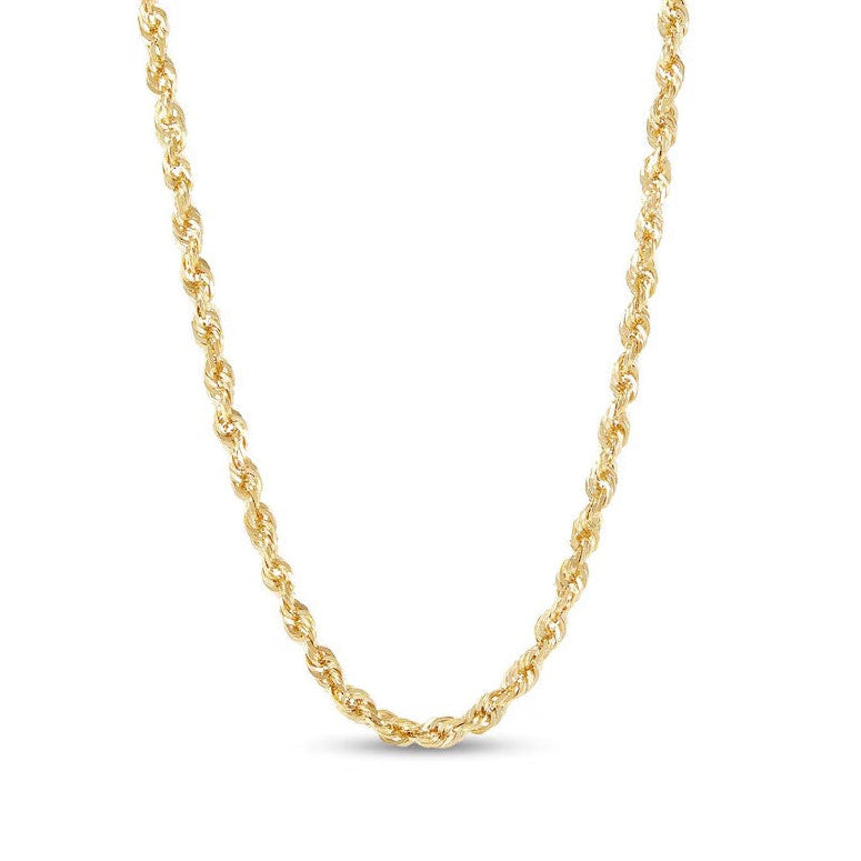 Gold chain necklace on a white background