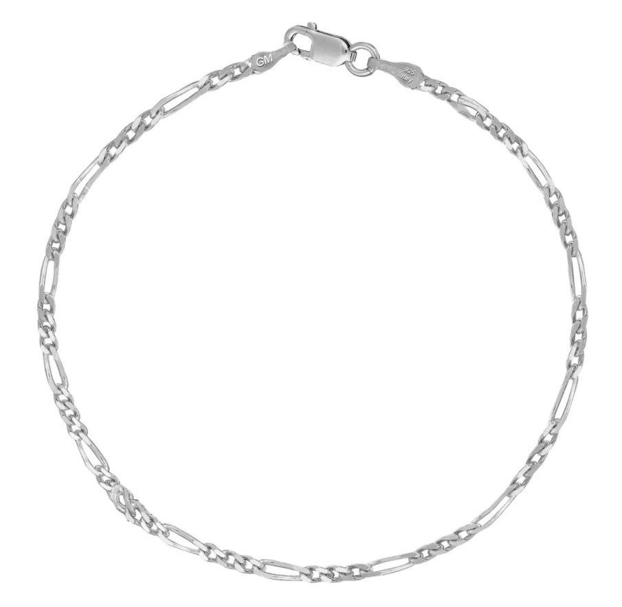 Silver chain bracelet on a white background