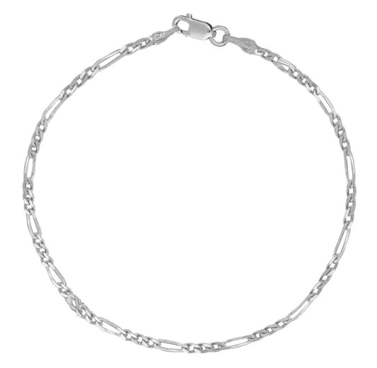 Silver chain bracelet on a white background