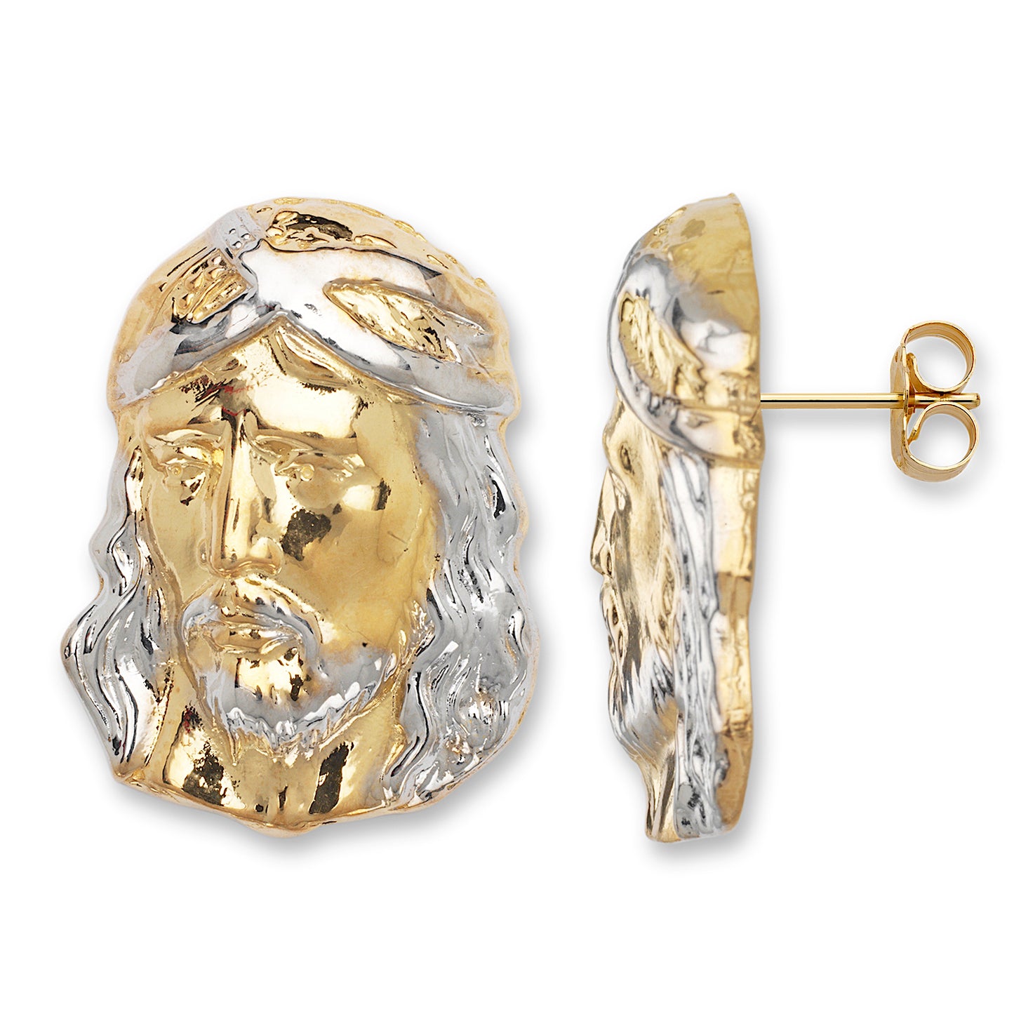 14k Gold Plated 925 Sterling Silver Jesus Earrings