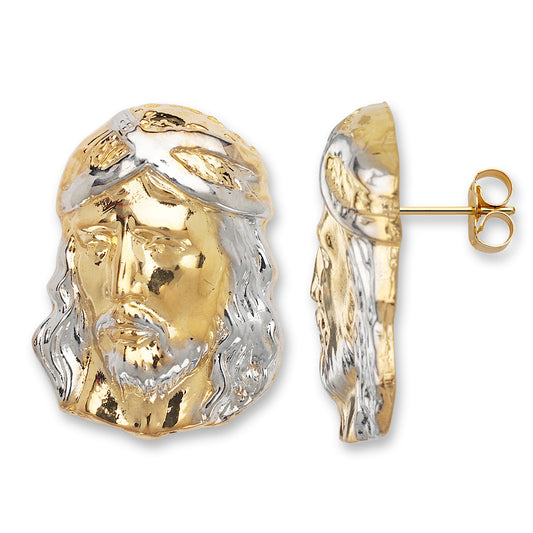 14k Gold Plated 925 Sterling Silver Jesus Earrings