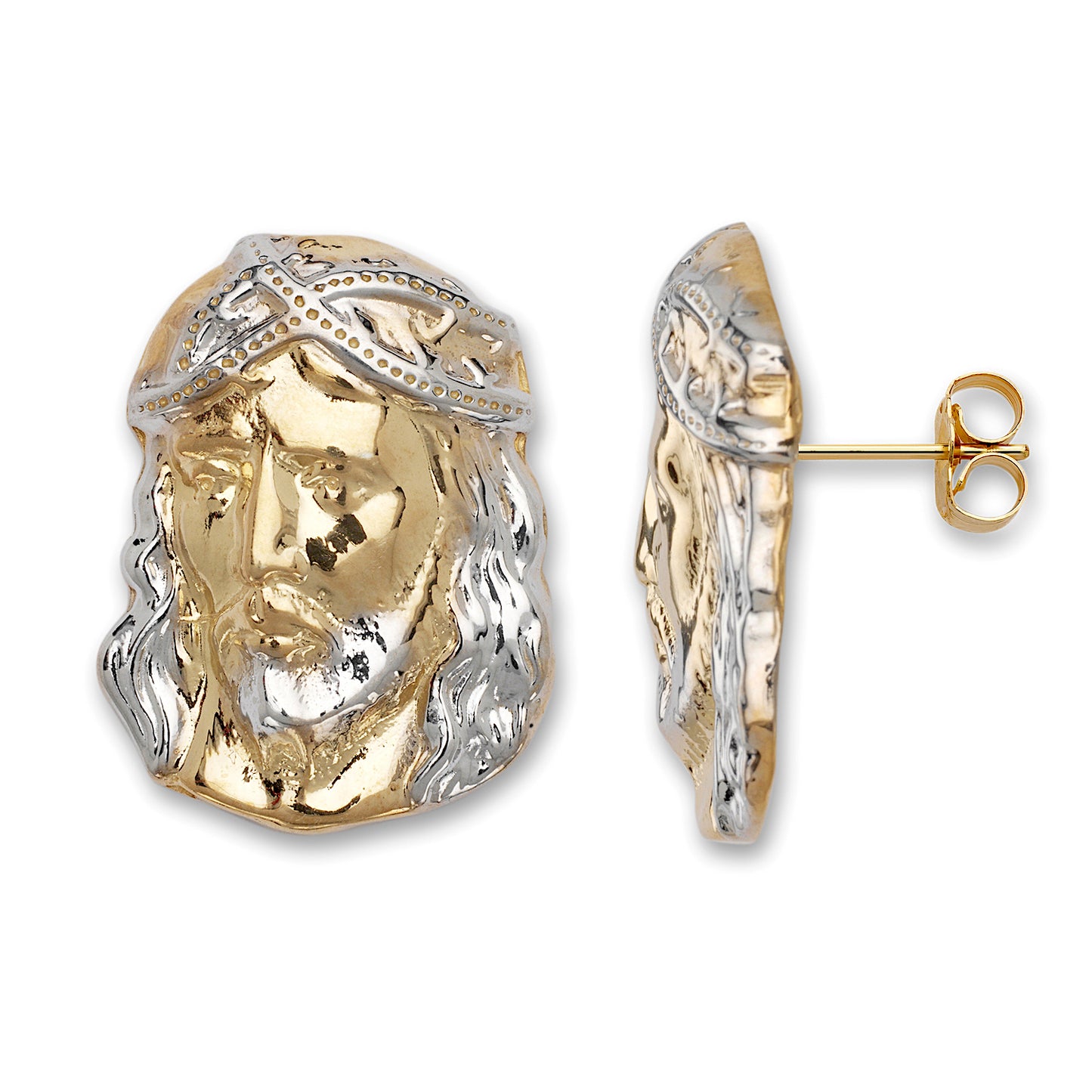 14k Gold Plated 925 Sterling Silver Jesus Earrings