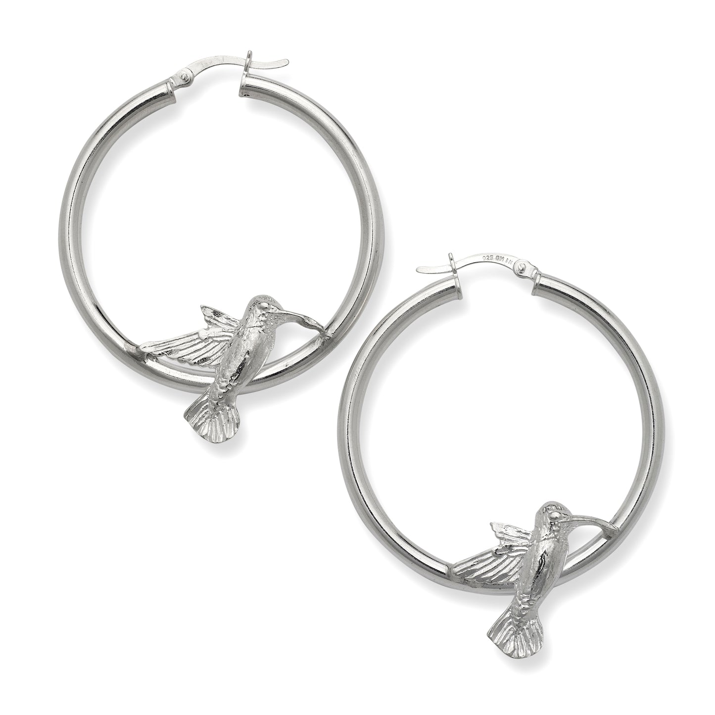 Hummingbird 925 Sterling Silver Hoops